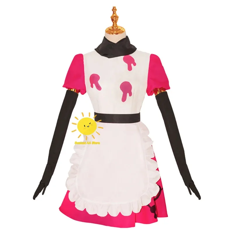 2025 11 애니메이션 호텔 Hazbin 코스프레 의상 빨간 드레스 앞치마 Niffty 할로윈 카니발 파티 Cos Adult Wome