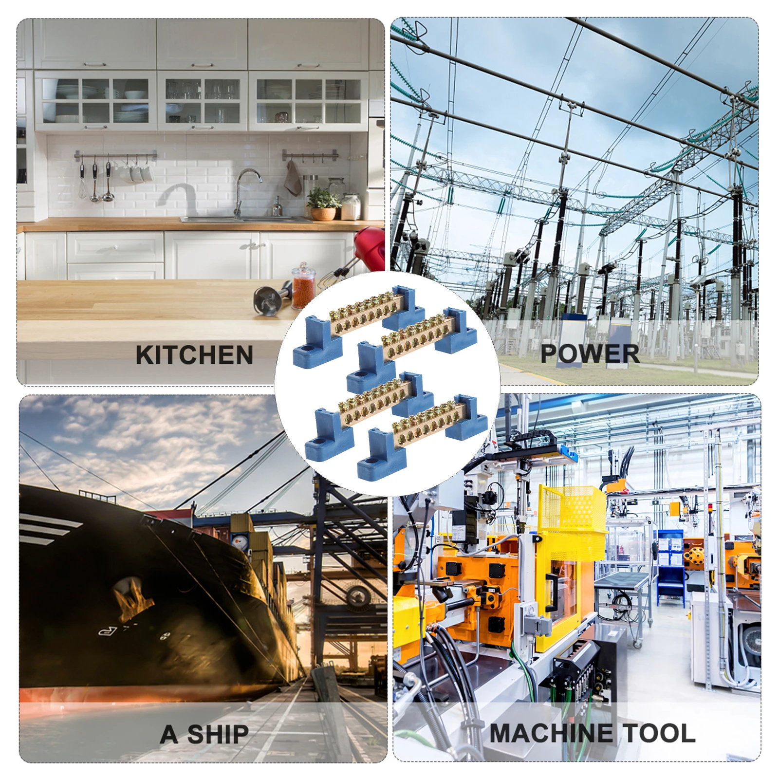 

4Pcs Copper Terminal Bus Bar Distribution Hole Electrical Terminal Strip for Car Marine Power Electrical Bus Bar