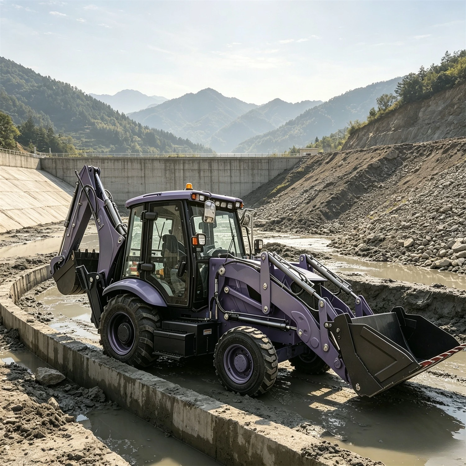 Wholesale Two Working Wheel Backhoe Loaders 4x4 Hydraulic Digger Loader Farm Construction Digging Loading Machinery