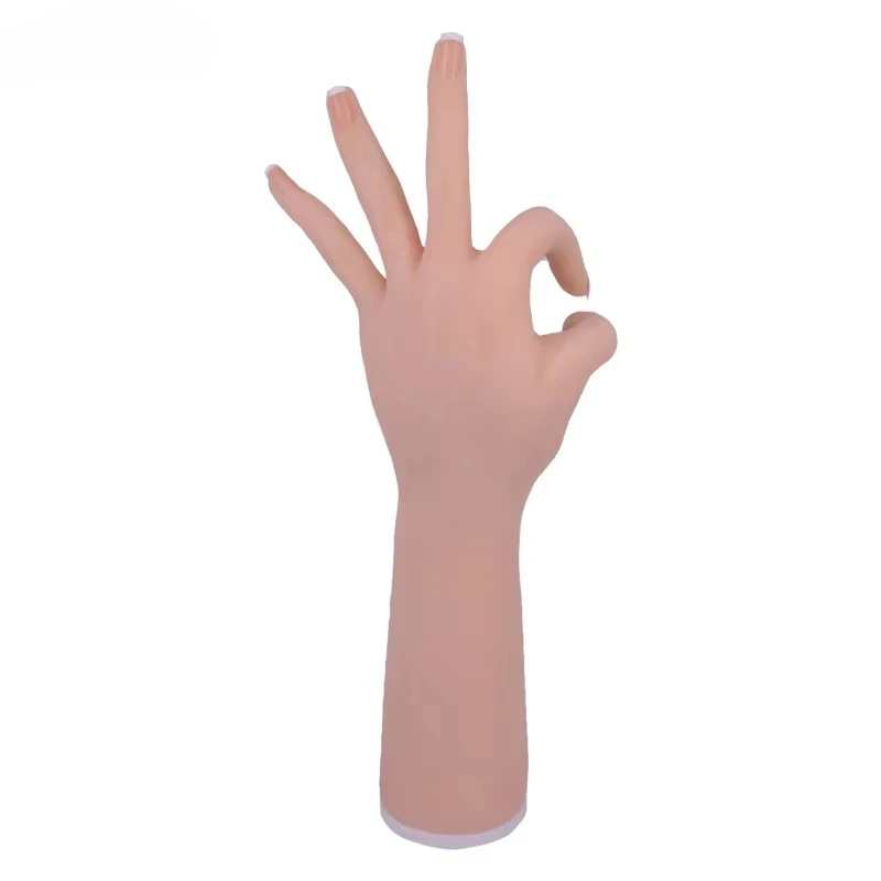 Realistic Life size One Pair Jewelry Display Hand Model Silicone Bendable Hand Female Displays Model With Nail