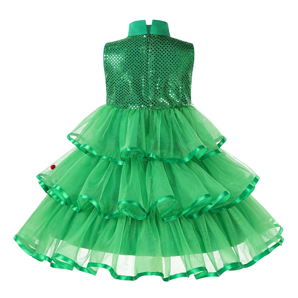 Kids Santa Claus Dress Green Xmas Clothes Party Dress Up Set Girls Christmas New Year Cosplay Costume For 2-10 Years