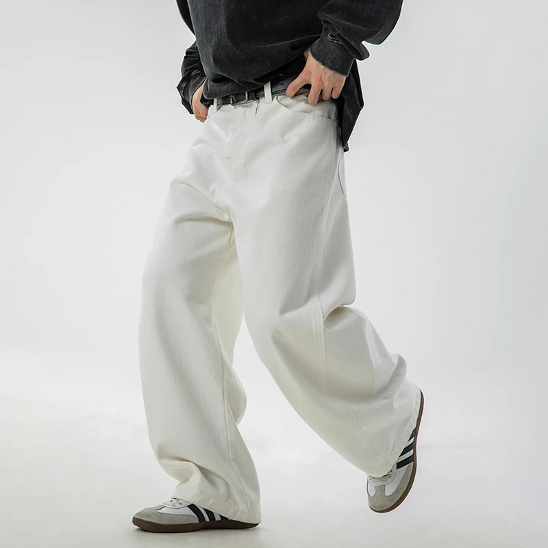 

TFETTERS Fashion High Street Style Men 100% Cotton Pant 2025 Spring Autumn Wide-leg Pants Men Cotton Elastic Waist Trouser Man