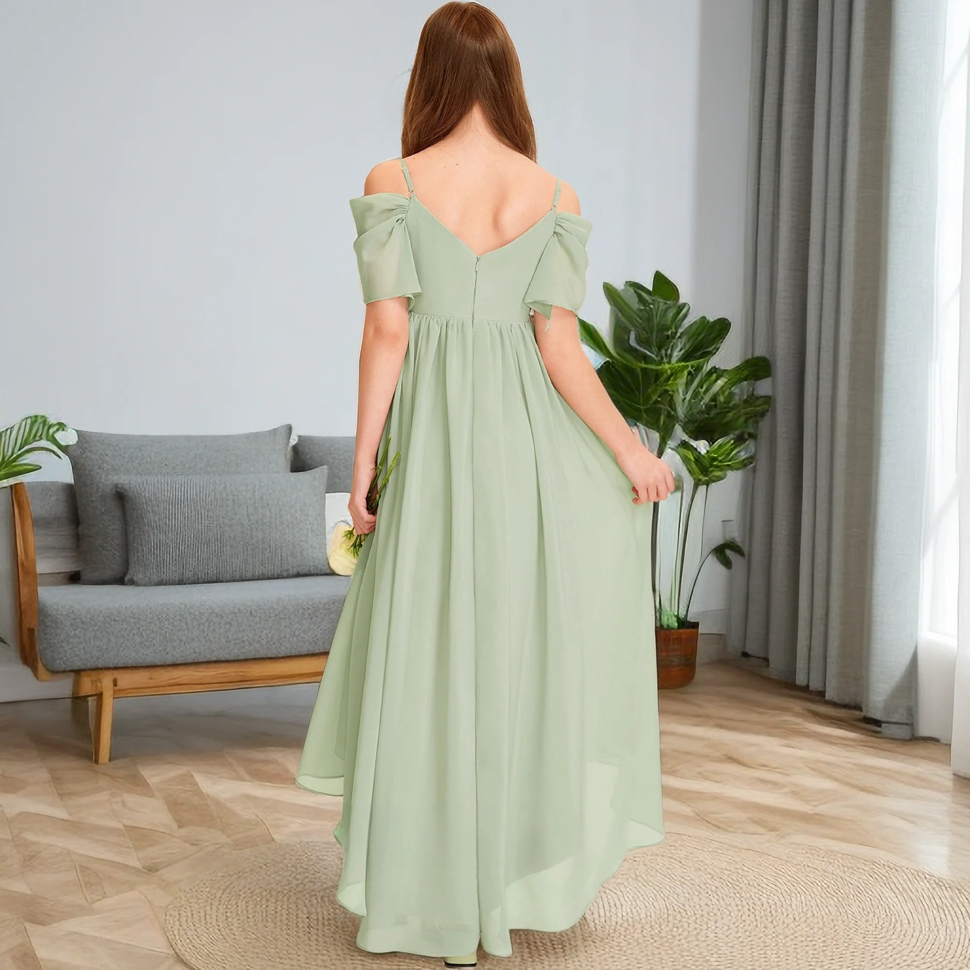 Robe de Demoiselle d'Honneur Junior en Mousseline de Soie pour Enfant, Tenue de Cérémonie de Mariage, de Banquet, de Bal de Nuit, de Soirée, d'Anniversaire