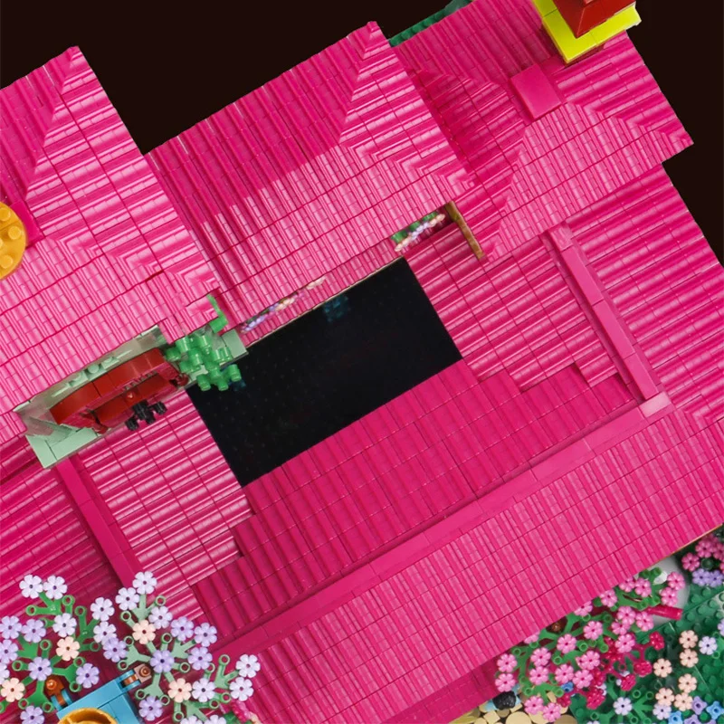 MOC فلاور تاون هاوس اللبنات كوخ المقصورة ألعاب الطوب النباتية #4