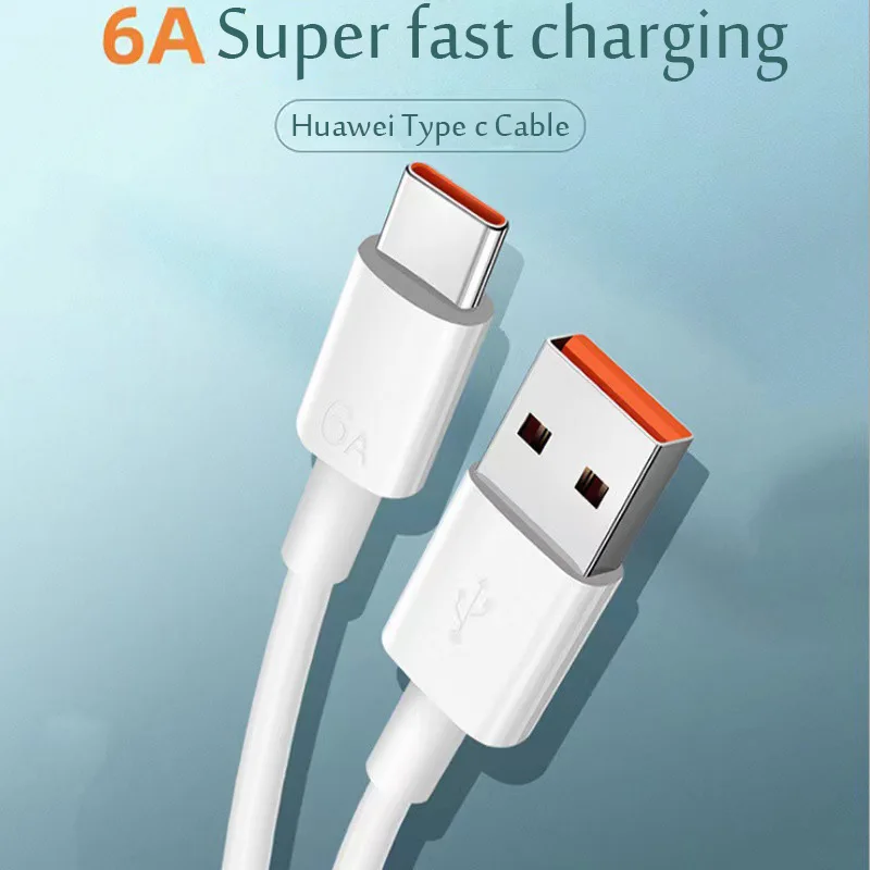 Câble USB type-c 6A 66W pour recharge rapide et données, cordon de chargeur usb-c pour téléphone Huawei Mate 40/50/Xiaomi Oneplus/Realme