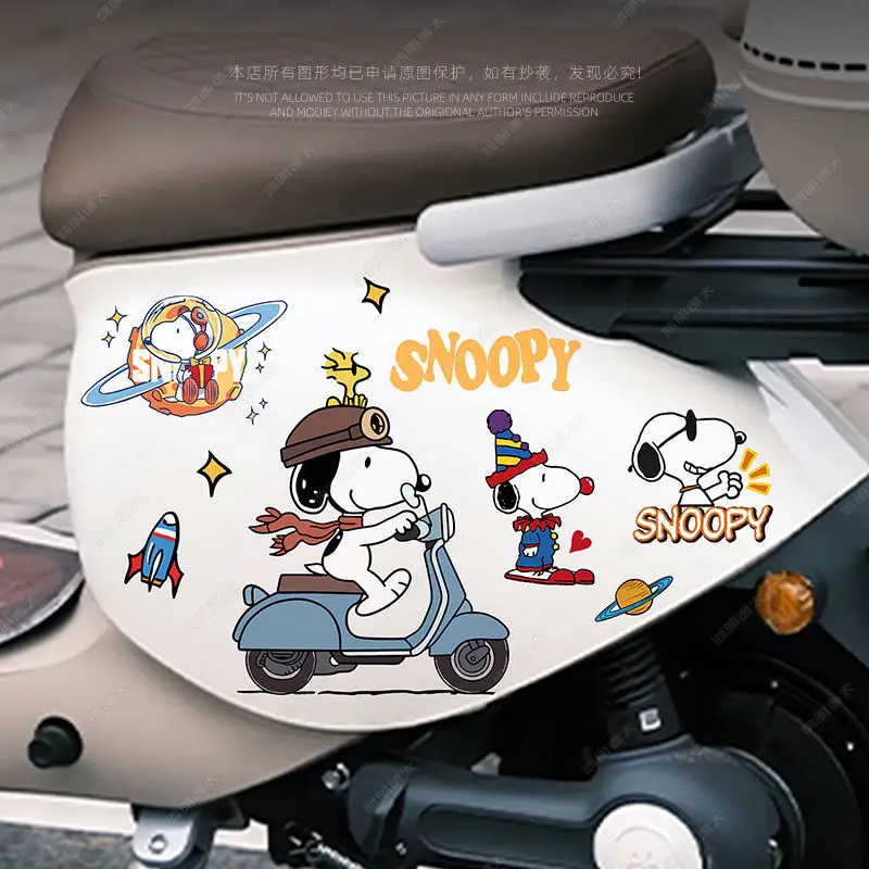 

Anime Snoopy Electric Car Sticker Motorcycle Waterproof Scratch Body Cover Sticker Creative Decoration Children Toy Gift
