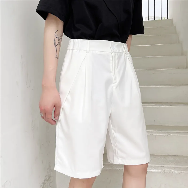 

Summer Pure Color Men's Suit orts Straight Leg Casual Haome Korean Sle Five-Point Pants Youth Faion Polyester