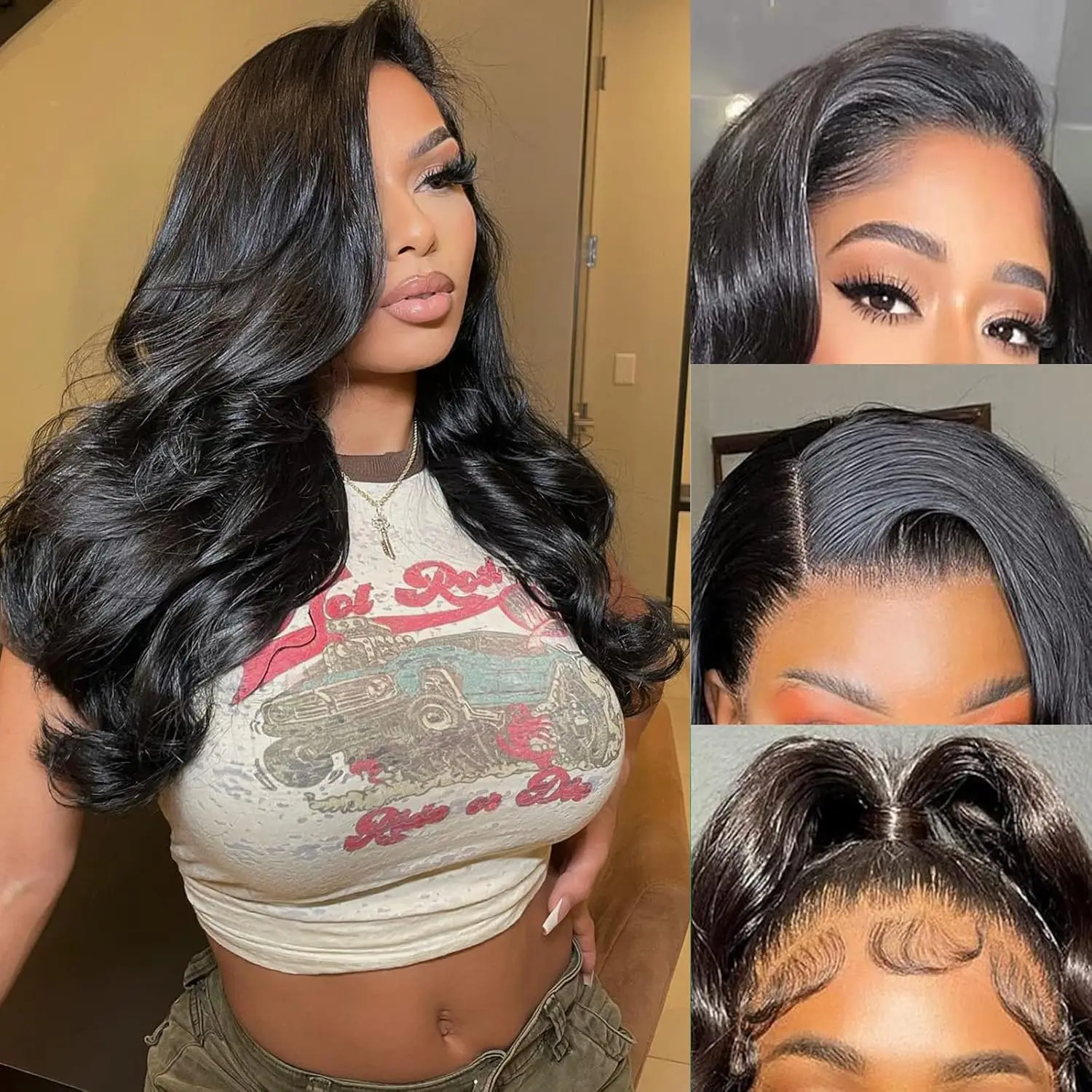 

13x4 Lace Front Wigs Human Hair Pre Plucked Body Wave Human Hair 220% Density Frontal Wigs Human Hair with Baby Hair