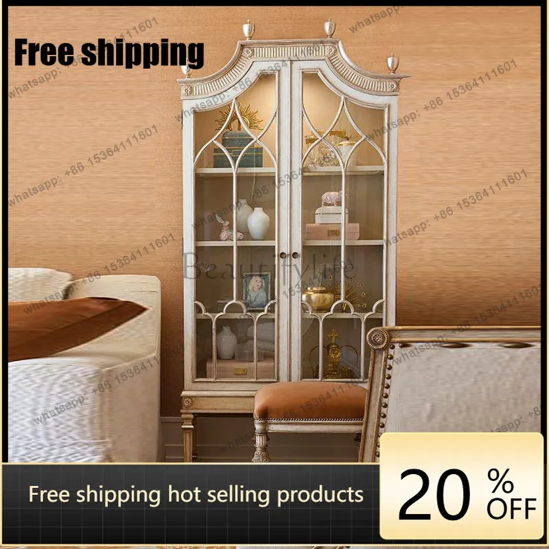 LD French retro living room storage cabinet medieval figure display European side cabinet