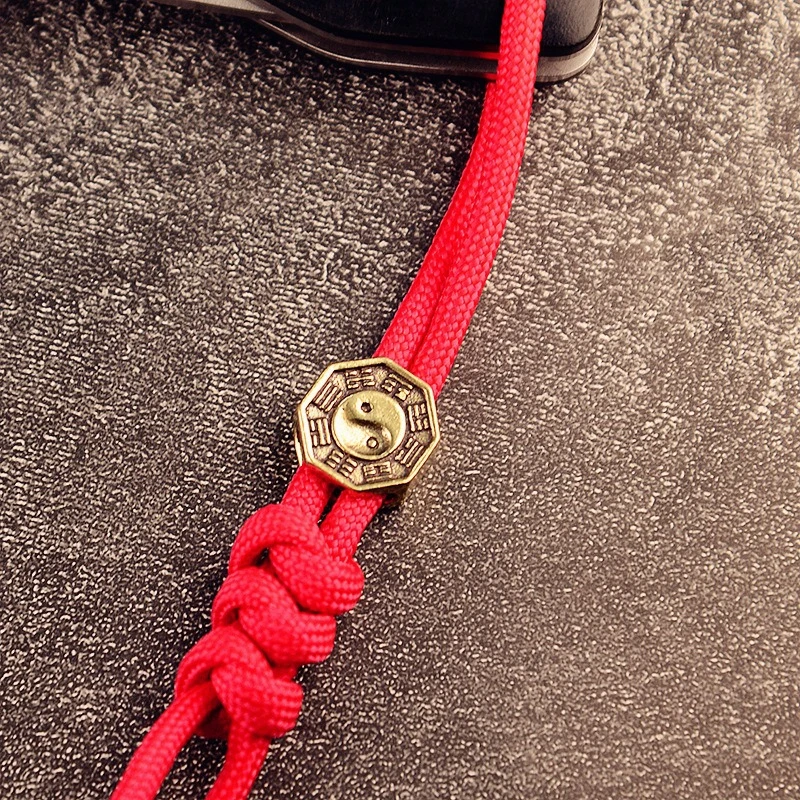 Chinese Tai Chi Bagua Brass Knife Bead Outdoor EDC Umbrella Rope Pendant DIY Paracord Woven Bracelet Accessories Lanyard Hanging