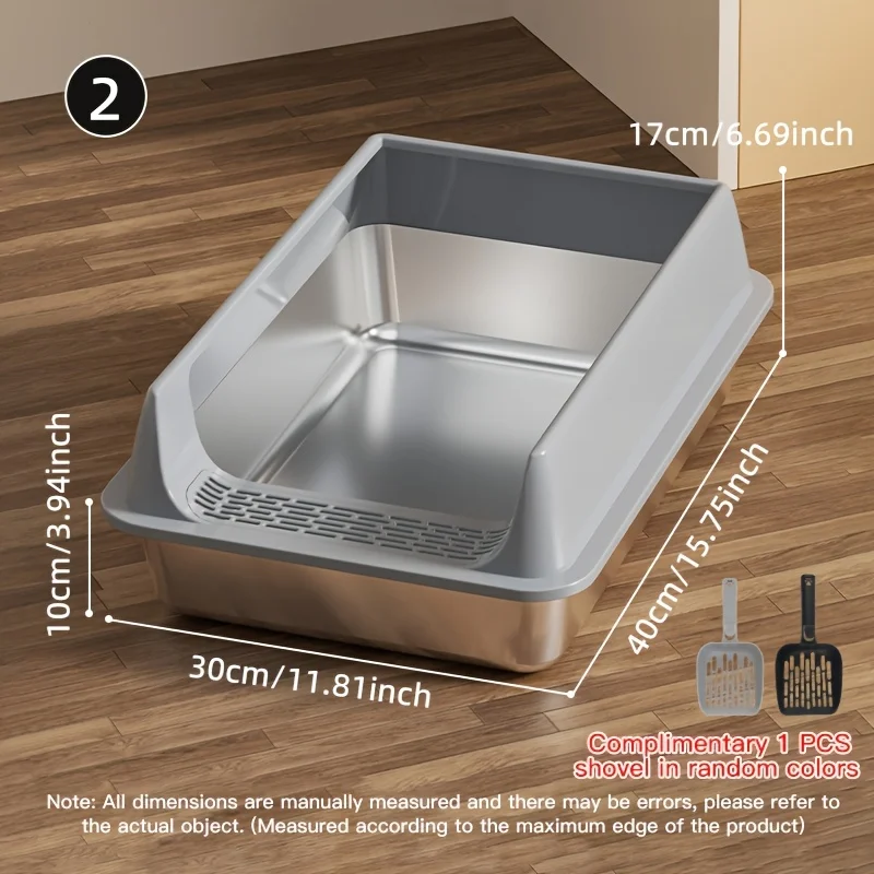 NONE Katzentoilette aus Edelstahl, halbgeschlossenes, spritzwassergeschütztes und auslaufsicheres Design, abnehmbarer Deckel, geeignet für große Katzen und mehr 10