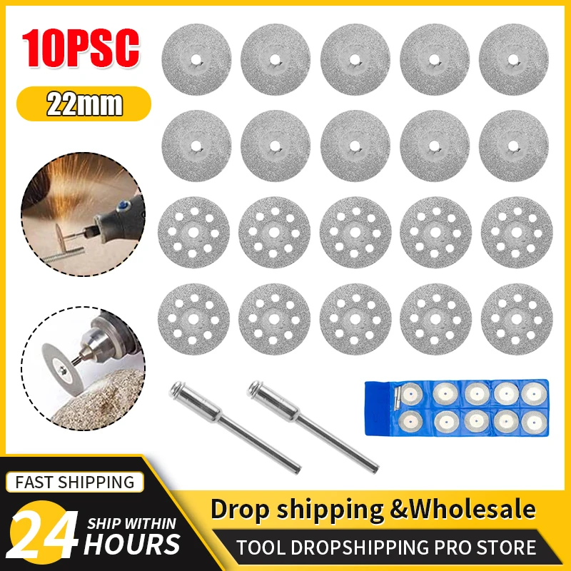 10PC Dremel Tool 22mm Cutting Disc for Rotory Accessories Diamond Grinding Wheel Rotary Circular Saw Blade Abrasive Diamond Disc