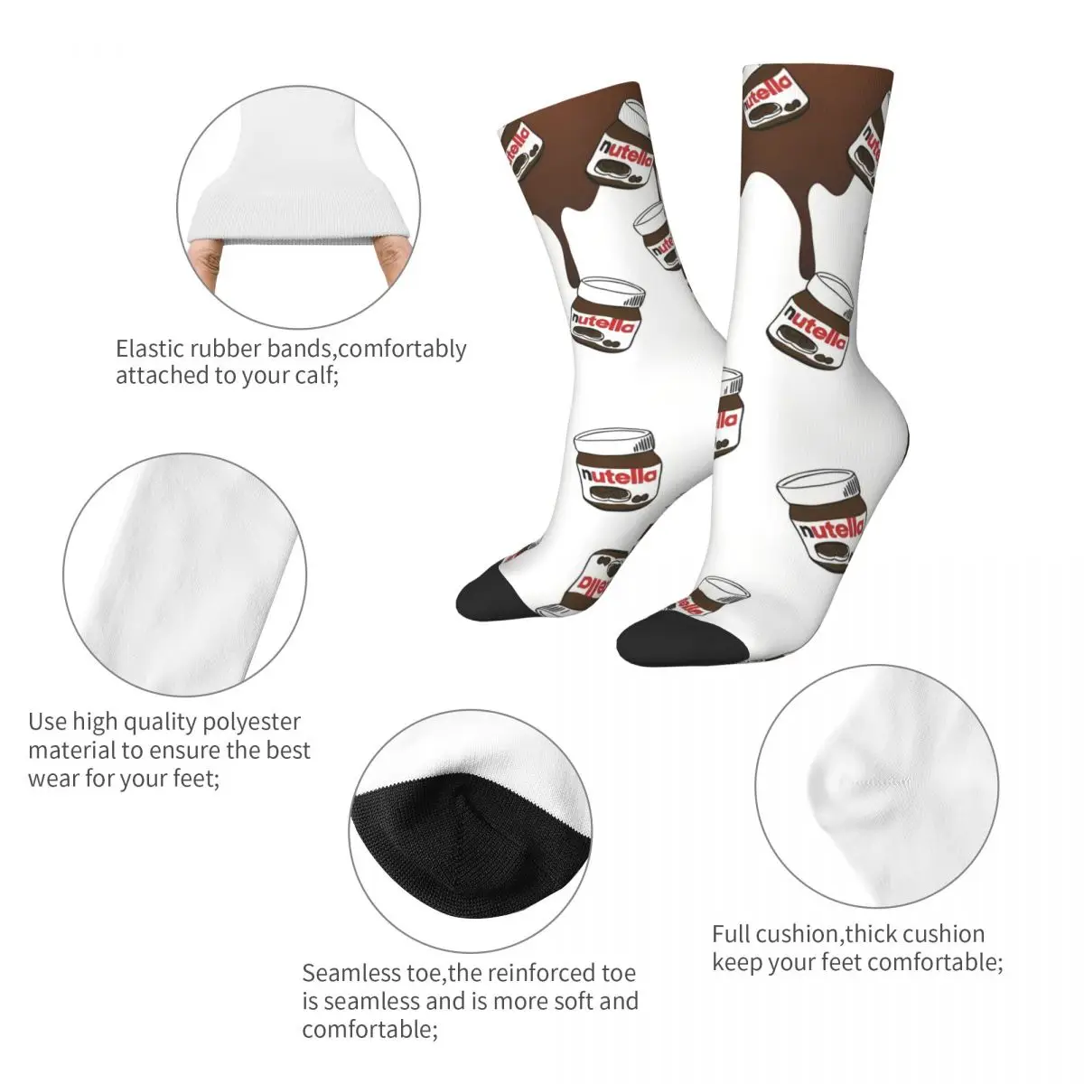 Chocolate Foods Cartoon Nutella Socks Male Mens Women Spring Stockings Polyester