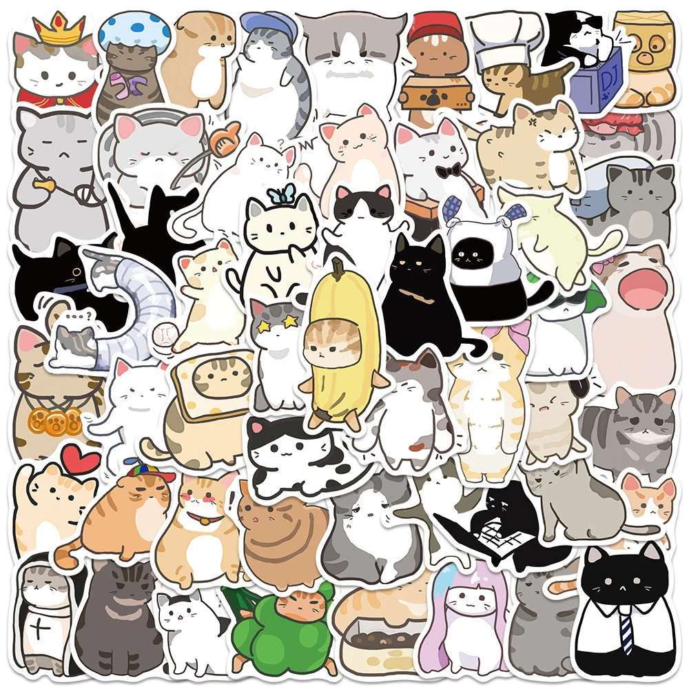 

10/30/55pcs Funny Cartoon Cat Meme Stickers Cute Creative Graffiti Decals DIY Skateboard Suitcase Phone Classic Kids Toy Sticker