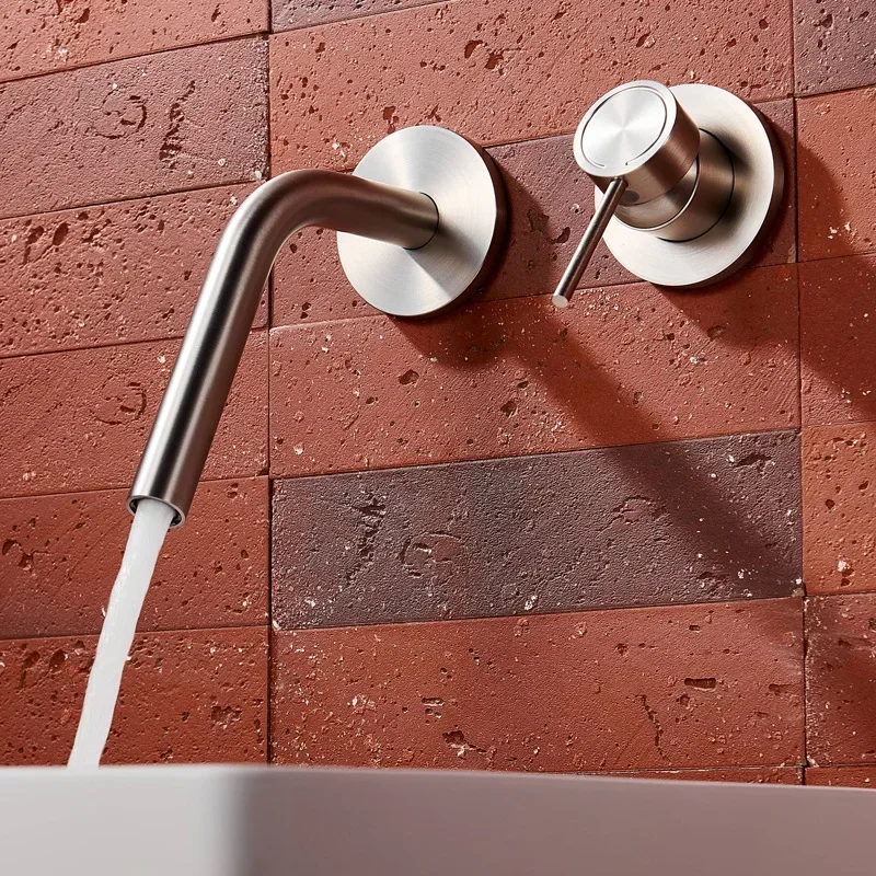 Wastafel sederhana, wastafel kolom kamar mandi vila hotel, keran dinding tersembunyi AM2501