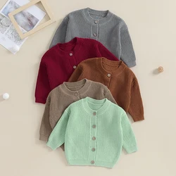 2023-09-18 Lioraitiin 0-18M Newborn Baby Boys Girls Warm Sweaters Coats Solid Loose Button Long Sleeve Knitwear Cardigan Jackets