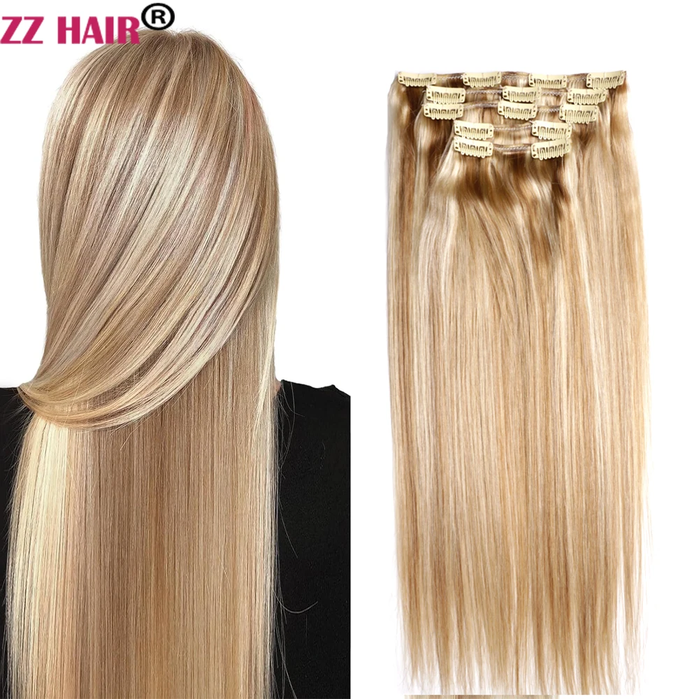 

ZZHAIR 100% Brazilian Human Remy Hair Extensions 16"-24" 5Pcs Set 100g-120g Five Piece Clips In 1x20 2x15 2x10 Natural Straight