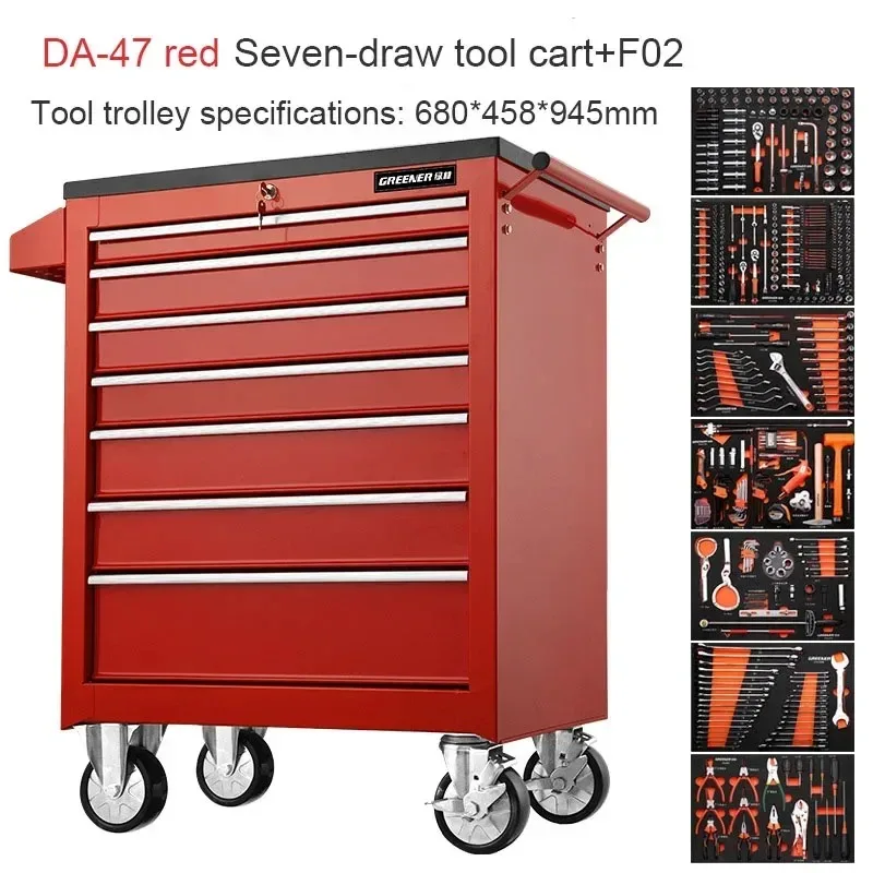 Black Tool Cabinet Heavy Duty Tool Box Roller Cabinet Professional Metal Garage Cabinet with Tools