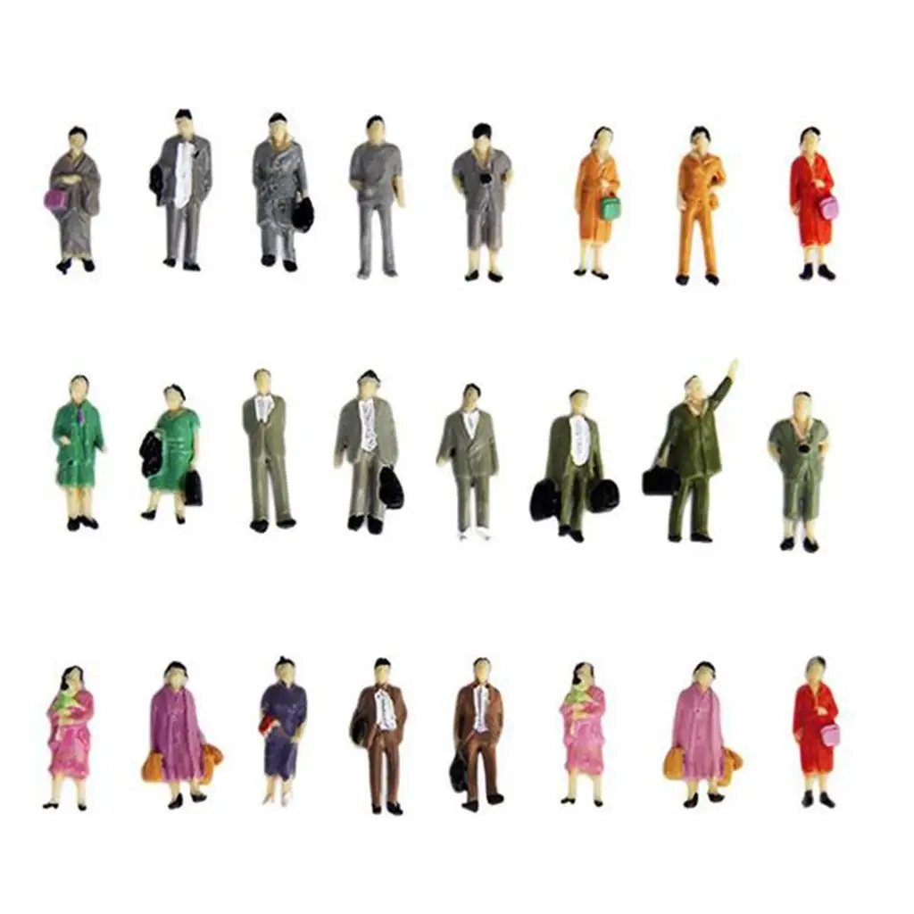 

50x 1:87 HO Scale Color People Miniature for Train Ornaments Accessory