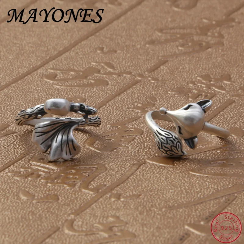 S990 Foot Silver Retro Fox Snail Ring Fashion Women's Thai Silver Jewelry