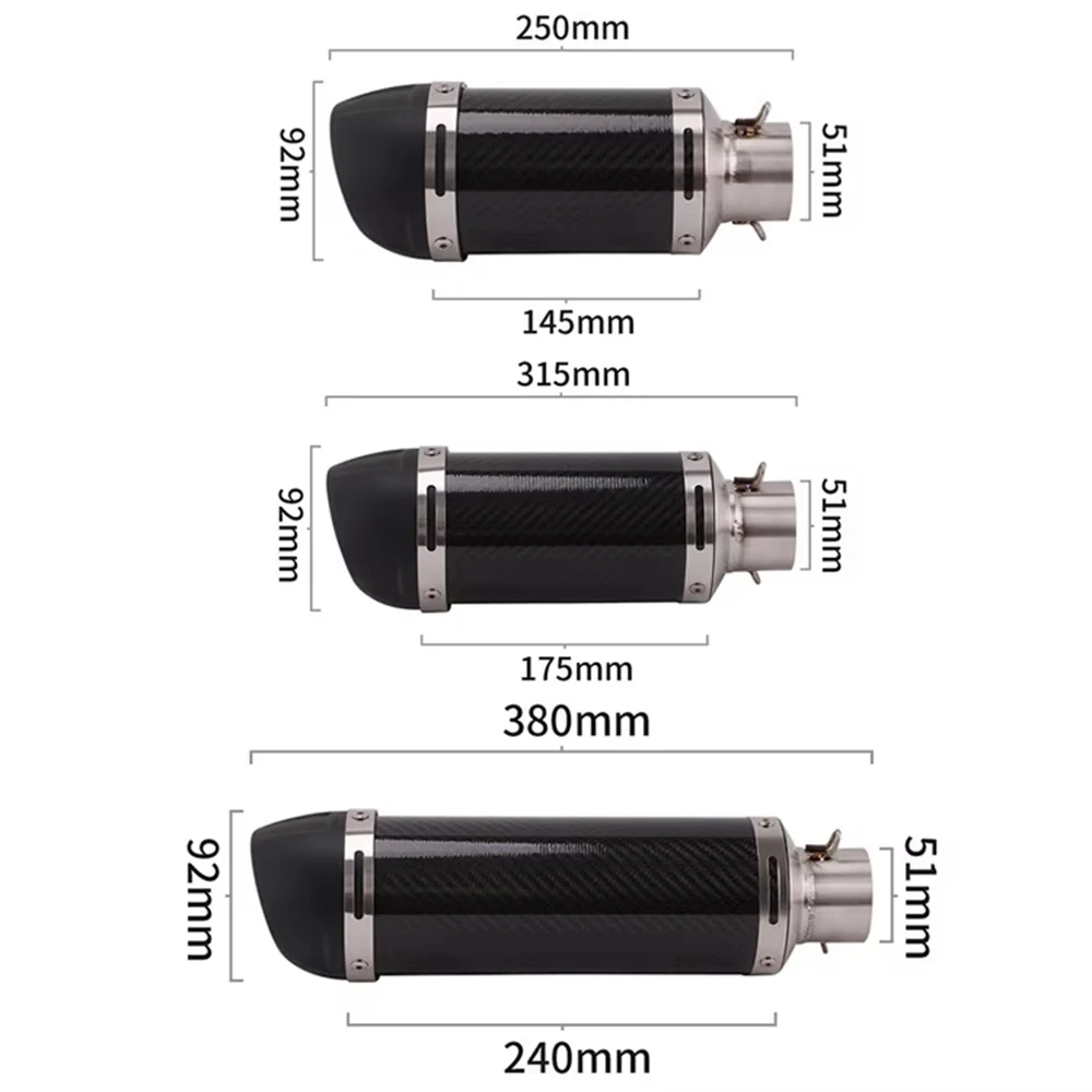 51mm universal silenciador de escape da motocicleta tubo escape moto para kawasaki er6n sv650 z800 r1 cb650f cb1000r cbr250r