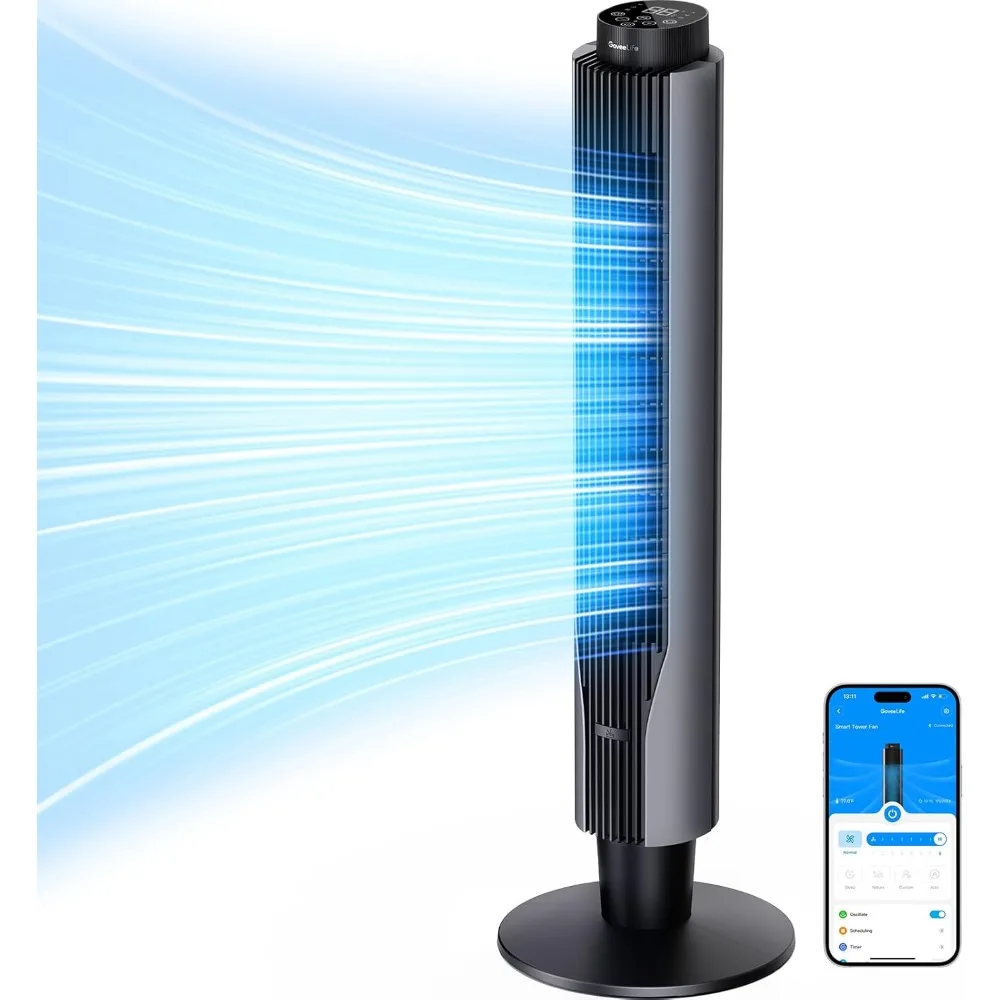 GoveeLife Smart Tower Fan 2023 Upgraded, 42 Inch WiFi with Aromatherapy and Temp Sensor, Oscillating 8 Speeds 4 Modes up