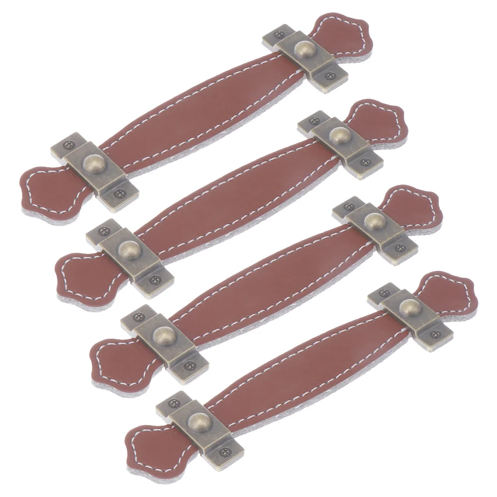 

4pcs Pu Drawer Pulls Handles Cabinet Wardrobe Closets Knobs Durable Soft Touch Wear Resistant Long Lasting Furniture