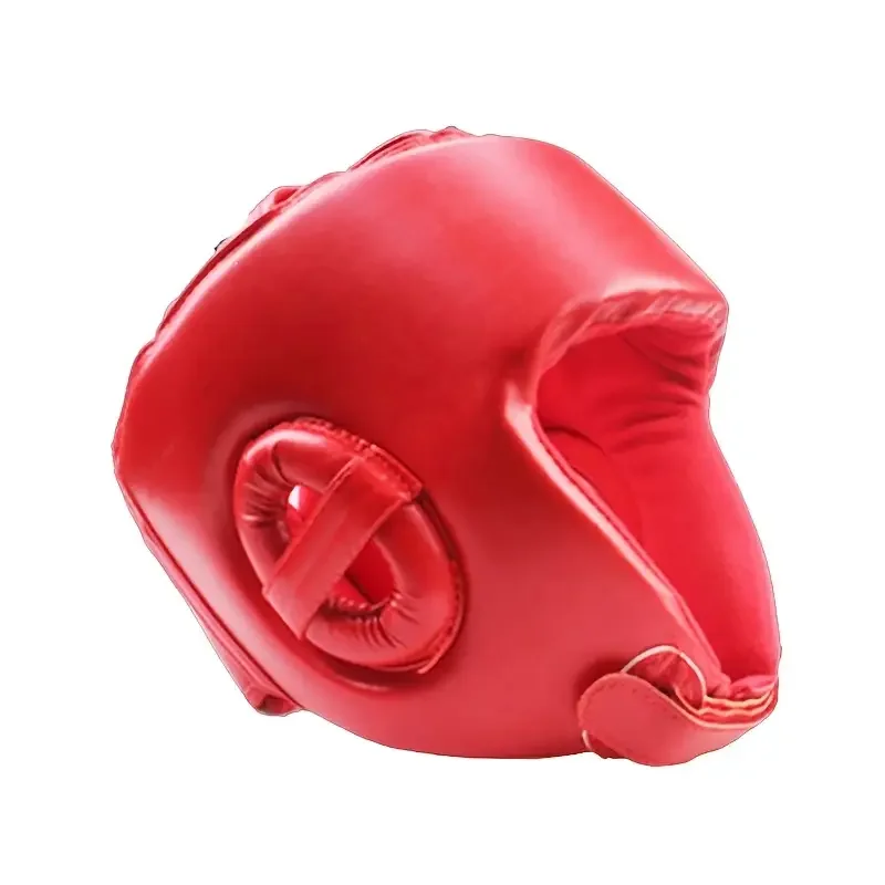 

1pc Red Professional Leather Boxing Helmet For Fighting, Judo, Kickboxing Headgear, Sparring Helmet