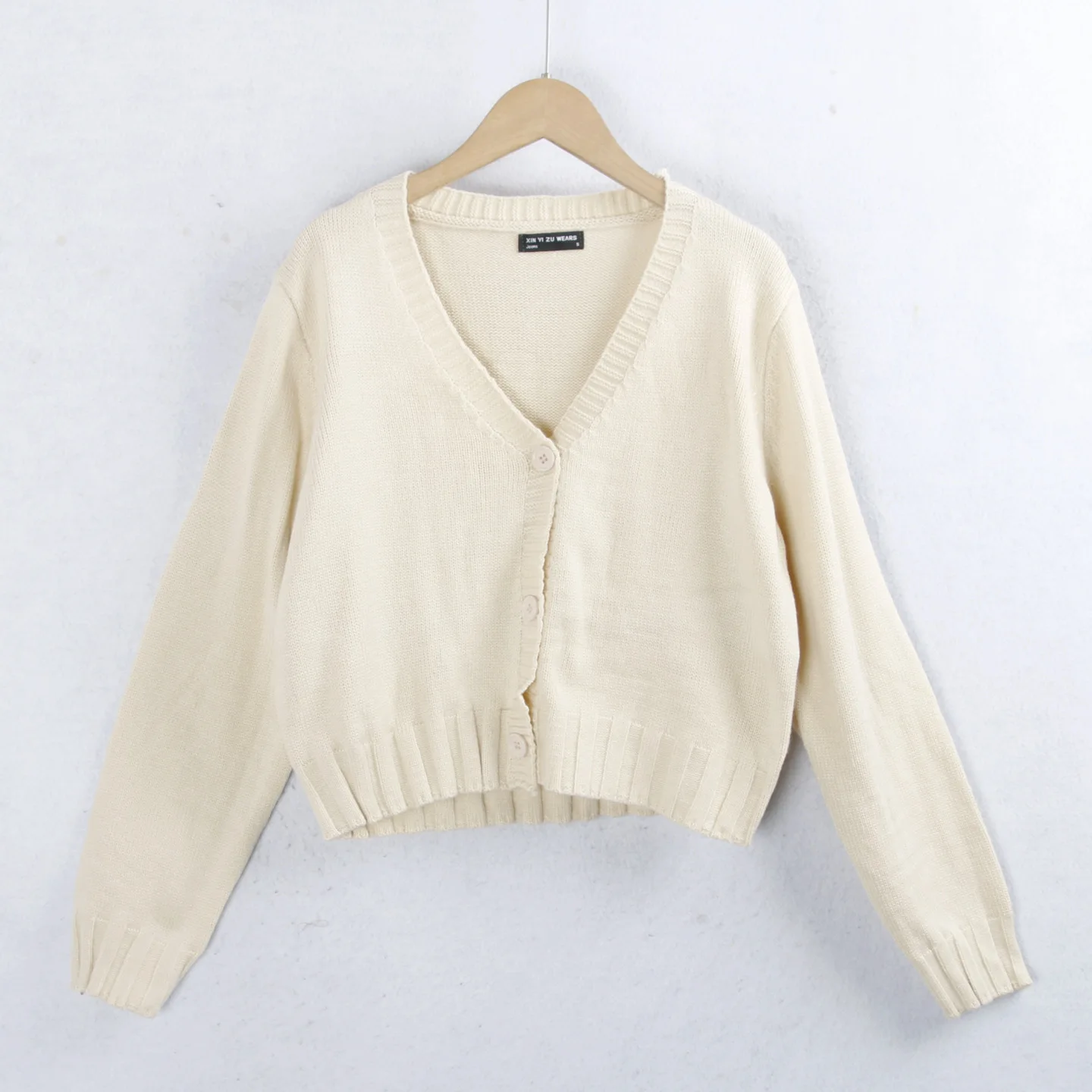 

Женский вязаный кардиган с V-образным вырезом, на пуговицах, больших размеров, утягивающий, из смесовой ткани (хлопок, полиэстер, спандекс), зимний