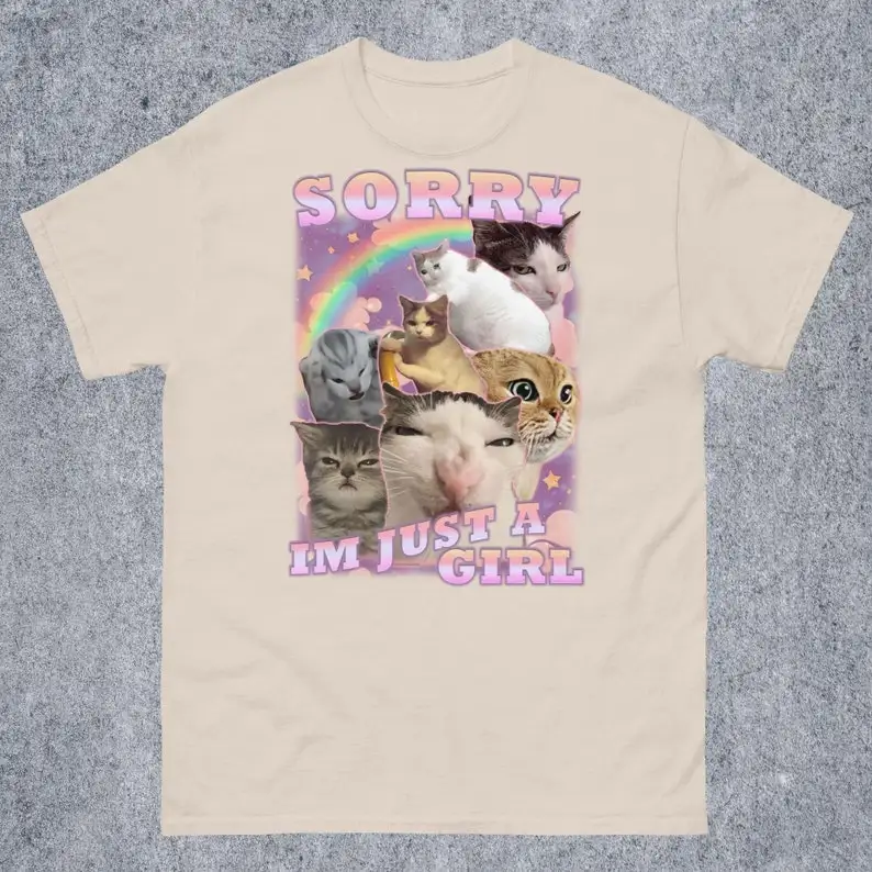 Sorry Im Just a Girl Funny Cat Meme T-shirt, Gift for Woman, Unhinged Cute Shirts, Ugly T-shirt, Stupid Gifts, Girl Aesthetic T-