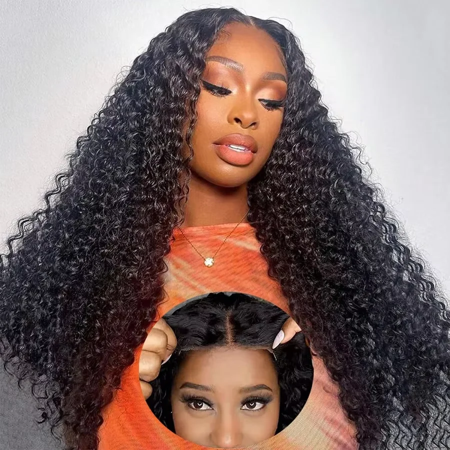 

Deep Wave Frontal Wig Glueless Wig Human Hair Ready To Wear And Go 7x5 Glueless Wig Human Hair 300% Density Curly Human Hair Wig