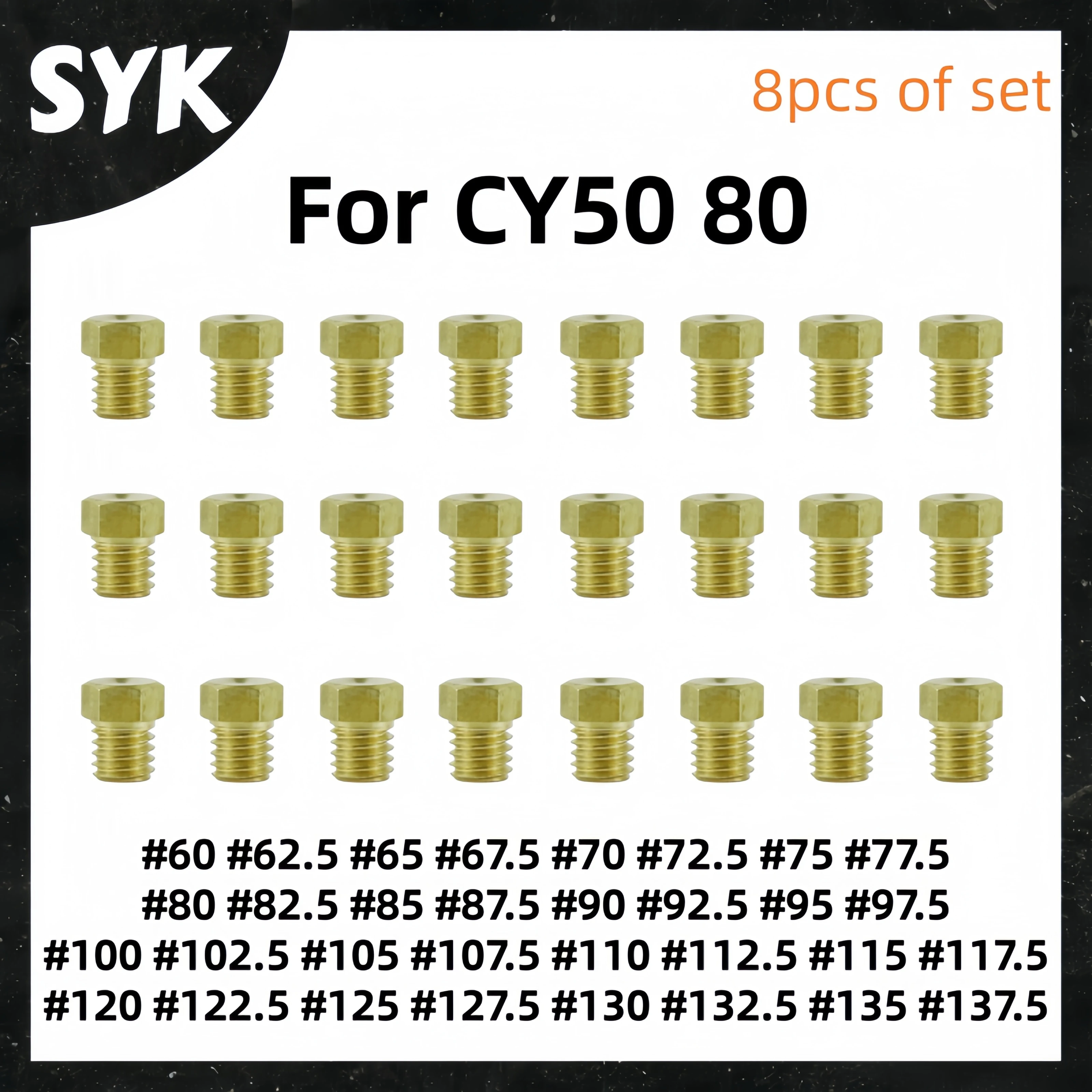 CY50 80 Carburetor Main Jet Kit Suitable for Mikuni YAMAHA PW80 Y80 CY80 V80 V50 2T Motorcycle Carburetor Nozzle