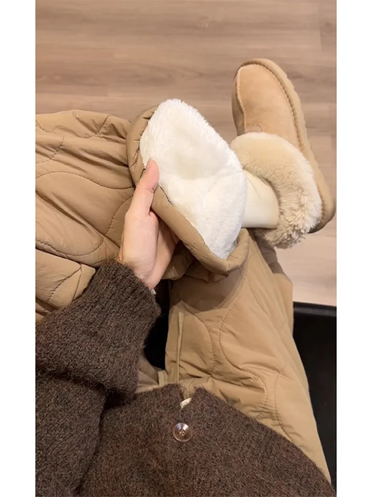 

Брюки унисекс из хлопка и вельвета цвета хаки, прямого кроя, для активного отдыха, зимних видов спорта, повседневные, с высокой талией...