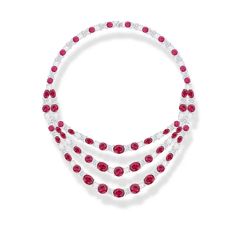 

Women's Top Quality Three Layer Bling Bling Rhinestone Cubic Zirconia Necklace Dresses Accessori