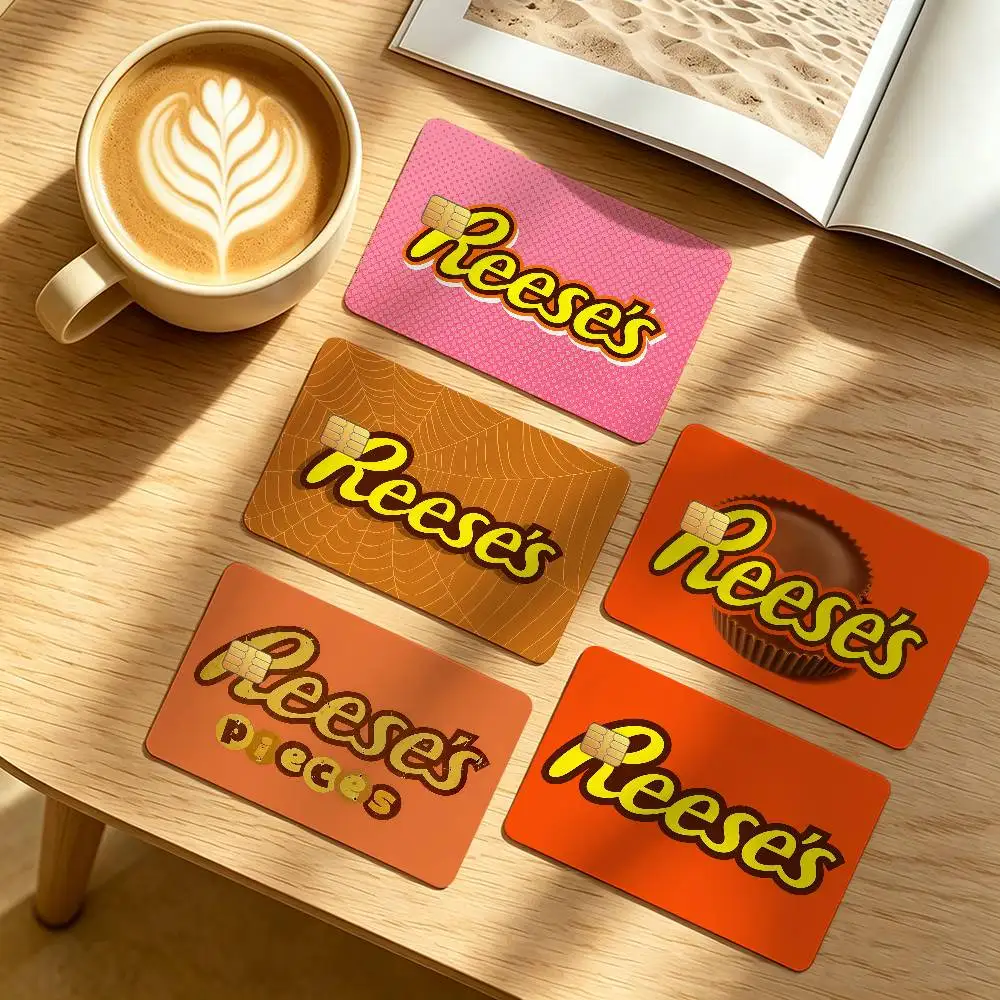 Fashion Logo R-Reeses-ES Credit Card Public Transportation Cards Protective Sticker Waterproof Card Face Decoration 4PCS