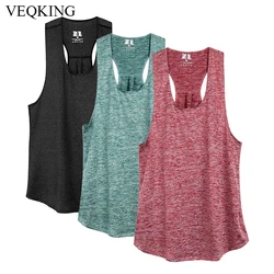 VEQKING mouwloze racerback workout tanktops voor dames, hardlooptraining yoga shirts, fitness sport yoga vest, gym sport shirts