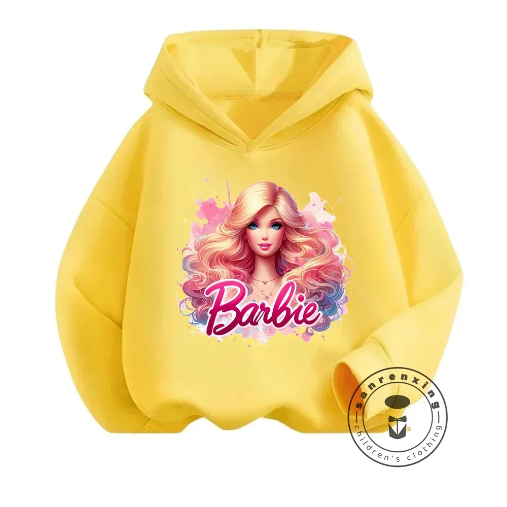 Autumn And Winter Fashion European Style Barbie Girl Baby Suit Hooded Bow Letter Hoodie Color Pants Casual Two-Piece Set