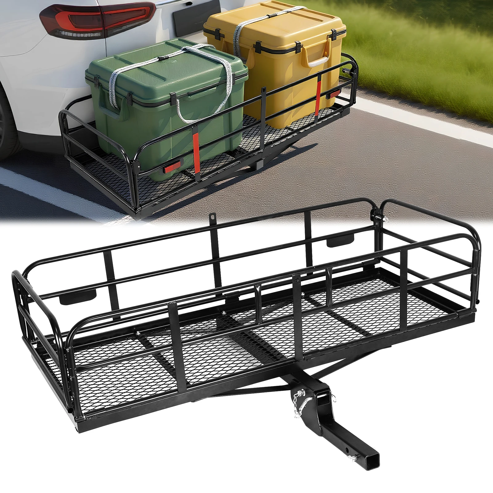 

Hitch Cargo Carrier Hitch Bike Rack 60x24x14in 500 LBS Capacity Fits 2inch Receiver with Hitch Stabilizer for RV Truck SUV Van