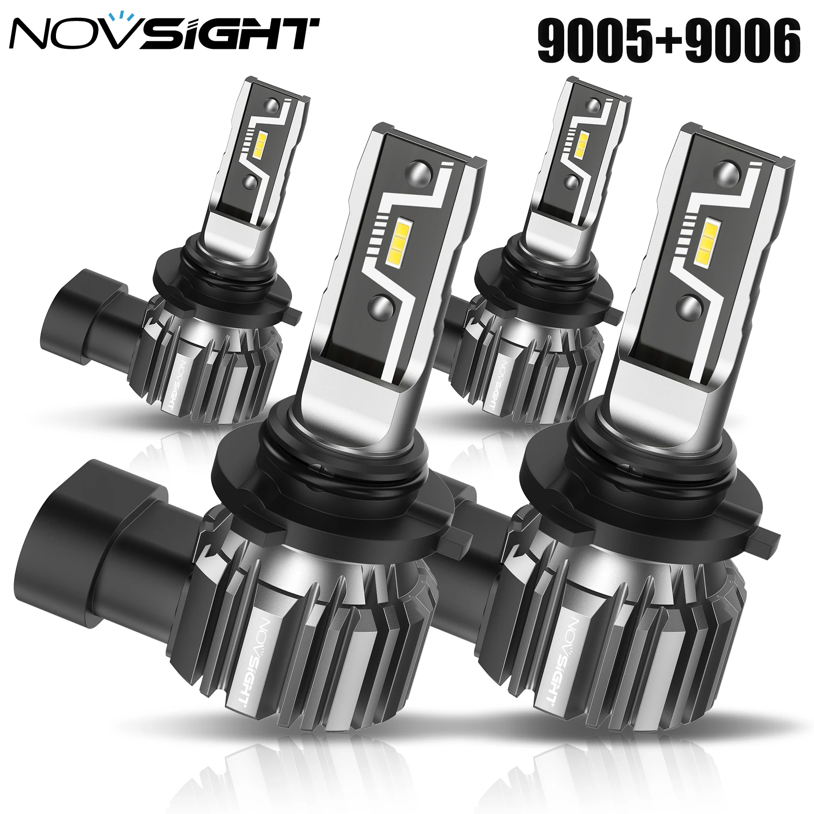 

NOVSIGHT LED Car Lamp 2PCS 9005 2PCS 9006 Car Headlight Bulbs High Low Beam Mini Size 50W 10000LM Headlamp 6500K White Fog Lamp