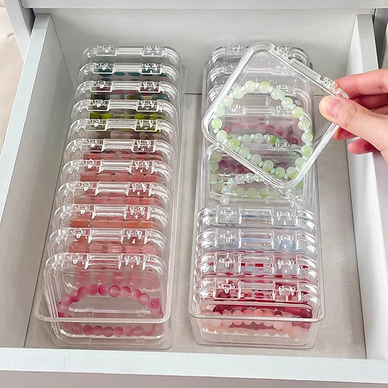 Transparent Square Rectangle Plastic Case For Necklace Earring Ring Jewelry Packaging Portable Grocery Storage Organizer