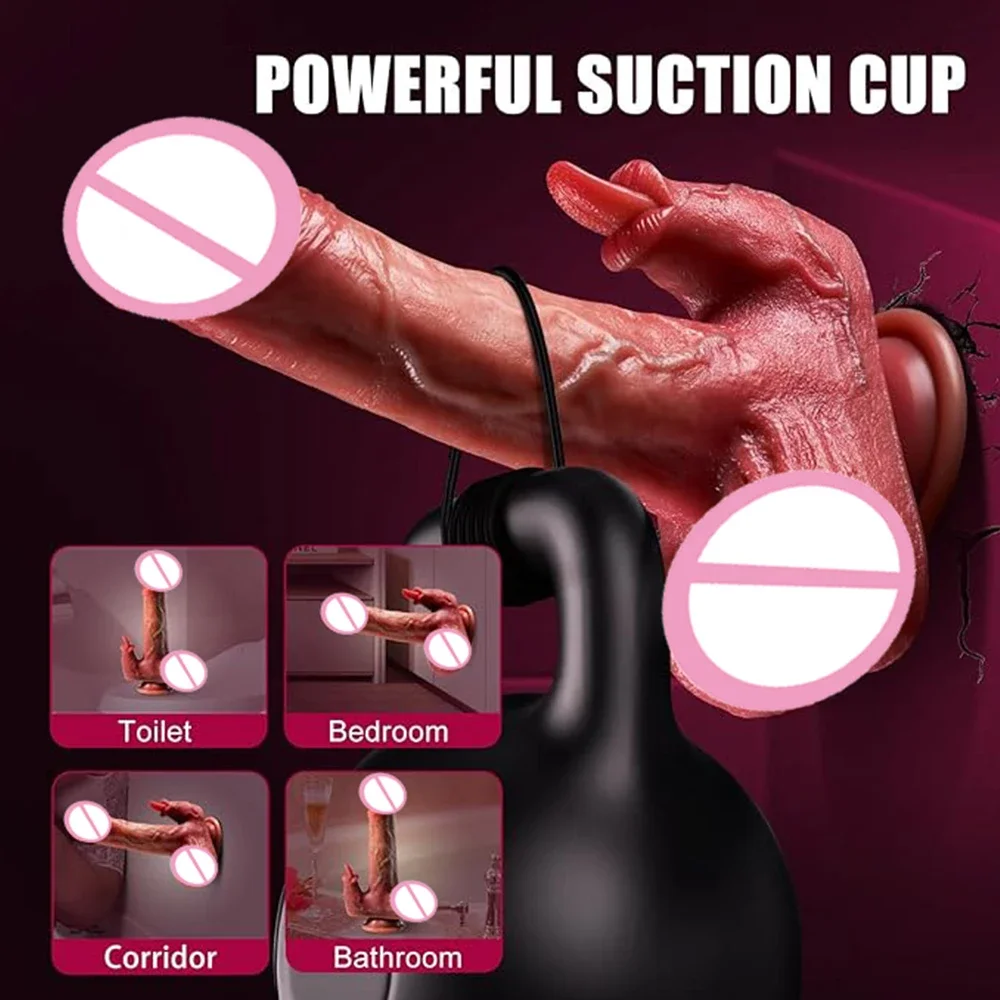 Big Dildo Vibrator Tongue Licking Penis Telescopic Swing Heating Remote Control Vibrators For Women Silicone Dildos Sex Toys