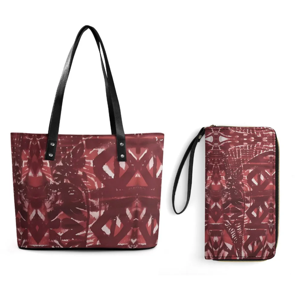 

Tax Included Polynesian-Style Printed Women'S Single-Shoulder Bag And Wallet Set Can Be Customized For Commuting
