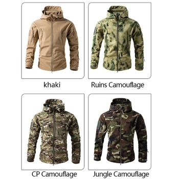 Lurker Shark Skin Soft Shell Tactical Jacket Men Waterproof Fleece Hooded Coat Hunt Clothes Autumn New Outdoor Camouflage Jacket 3