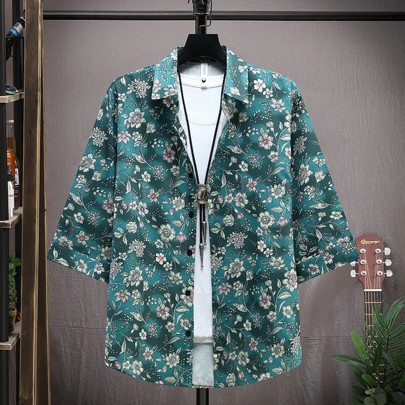 

Мужская летняя приталенная куртка из ледяного шелка с цветочным принтом, тонкая, охлаждающая, для молодежи, модная, стильная