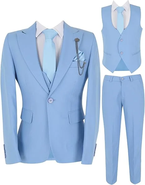 بدلة للأولاد مكونة من 3 قطع بقصة ضيقة وسترة للأطفال للمناسبات الرسمية وسترة وسترة وسراويل #4