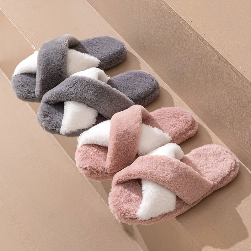 Casual Women's Home Slippers Flats Luxury Designer Woman Shoes Fashion Spring Autumn Elegant Indoor Fuzzy Fur Slides Soft Sole