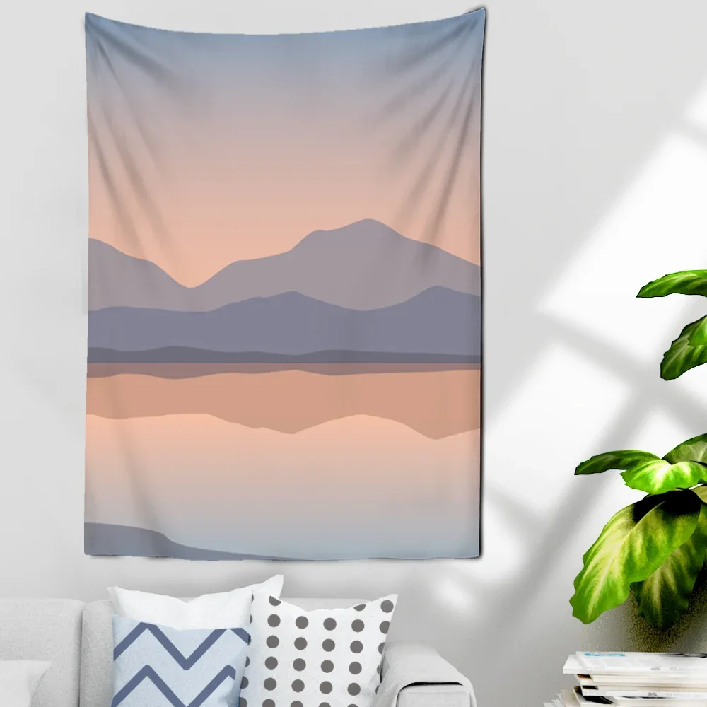 

Настенный гобелен с пейзажем, гобелен из ткани с мандалой, декор в стиле бохо, гобелен для леса, моря, психоделического гобелена, Настенный Ковер