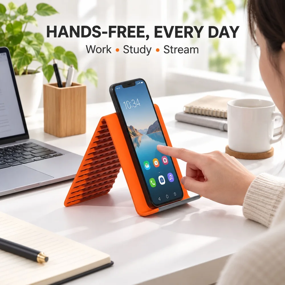 Flexible Silicone Phone Tablet Stand Foldable Desktop Holder with Bendable Aluminum Core for Laptop Office Travel