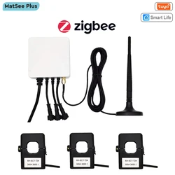 Tuya 스마트 라이프 단상 3상 ZigBee 에너지 미터 KWh 에너지 소비 모니터 통계 500A 300A 200A 120A 80A 클램핑 변류기 및 안테나 포함