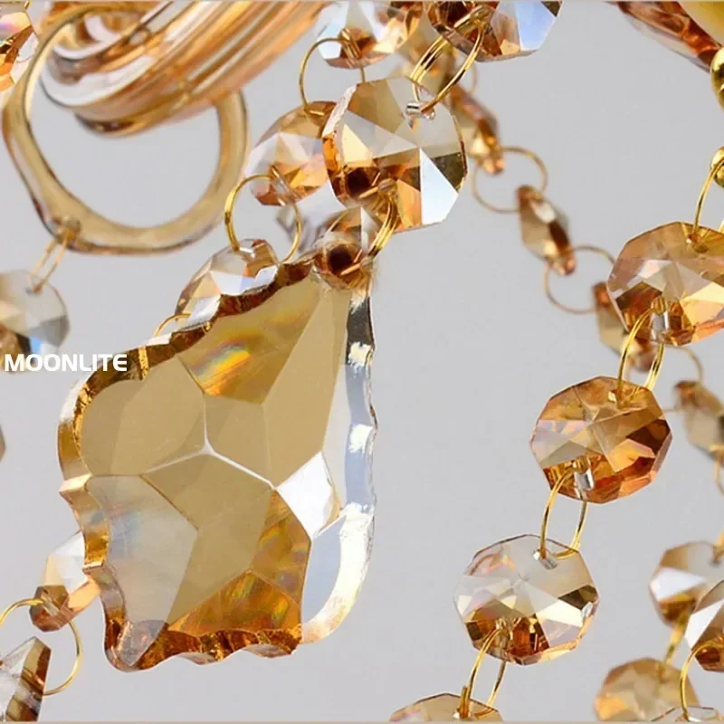 

Amber European style crystal chandelier luxury living room candle chandelier dining room new design glass chandelier